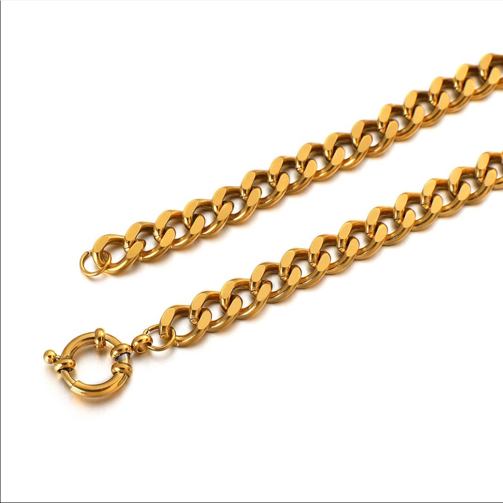 NEW 18K GOLD CHUNKY CHAIN CHOKER NECKLACE, NICE NECKLACE, CUTE NECKLACE - Picture 10 of 11